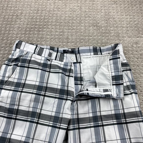 ALAN FLUSSER Chino Golf Shorts Men 40 White Gray Plaid Short Pants Casual Golfer - Picture 3 of 14